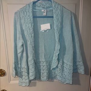 NWT Croft & Barrow Women's Blue/  green cardigan Sweater sz PL